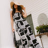 Lila Black & White Wide Leg Pants- full body view