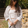 Lila White & Stone Grey Stripe Top- front view