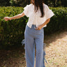 Valencia Blue Side Ties Wide Leg Pants-front full body view