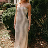 Charlotte Natural & Black Ribbed Maxi Dress-- frontal side view