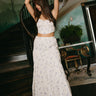 Willow Cream & Blue Floral Midi Skirt- full body view