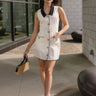 Amanda Cream & Black Button-Up Mini Dress - full body front view