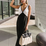 Rima Black & Beige Wide Leg Jumpsuit - full body front view