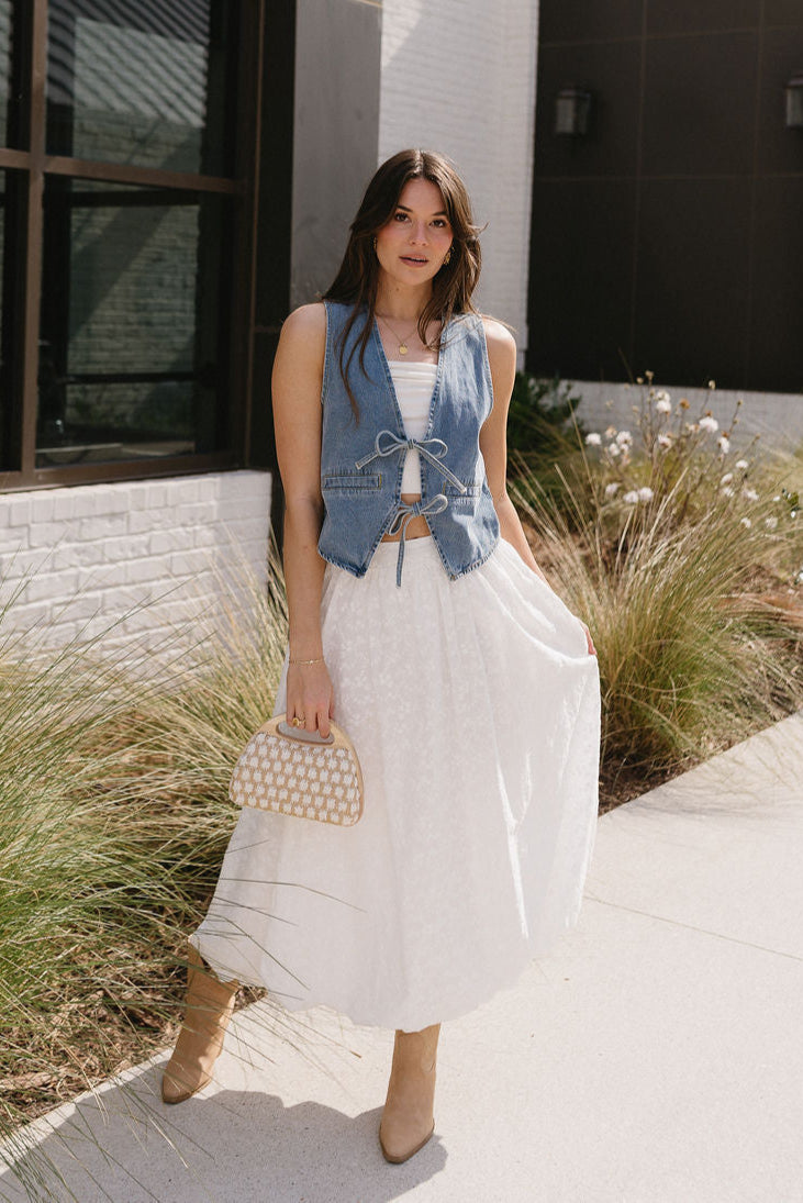 Lottie White Floral Maxi Skirt - full front view