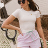 Kendall Pink & Green Stripe Shorts- front view