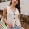 Raelyn White Knit Button-Up Tank- front view