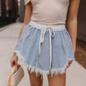 Brooke Light Denim Frayed Skort- front view
