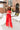 Full body front view of model wearing the Vada Red Tank Top that features red woven fabric with raw frayed hems, a round neckline, a sleeveless body, small side slits, and a keyhole back with a button closure.
