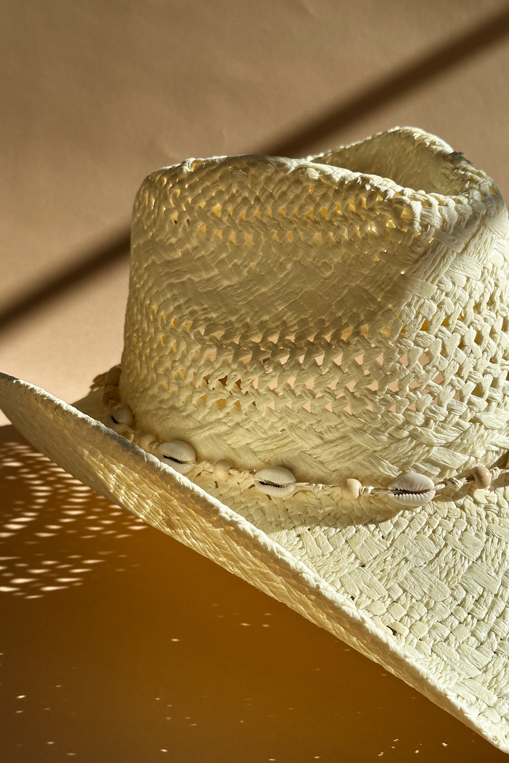 Skye Ivory Seashell Straw Hat - close up flat lay