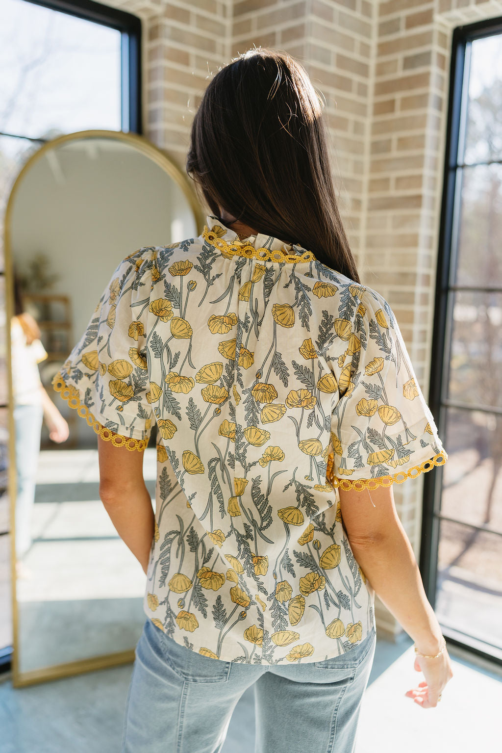 Camryn Yellow & Grey Floral Top- back view