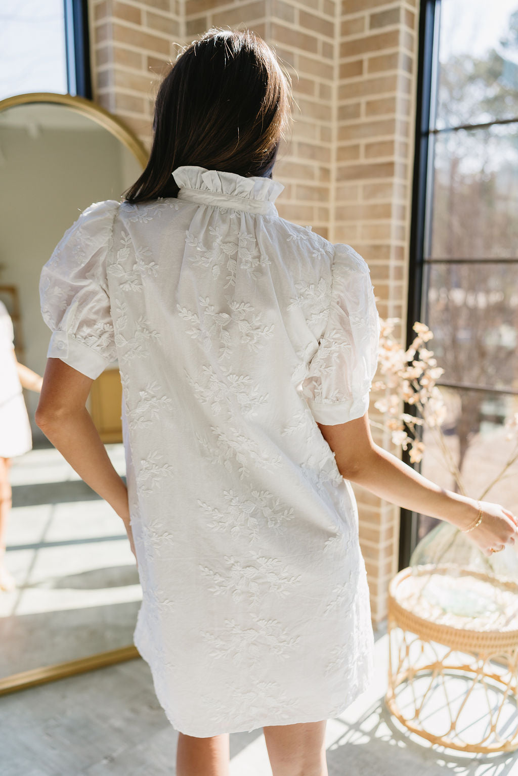 Eden White 3D Floral Mini Dress- back view