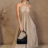 Ashton Taupe Halter Wide Leg Jumpsuit - full body front view