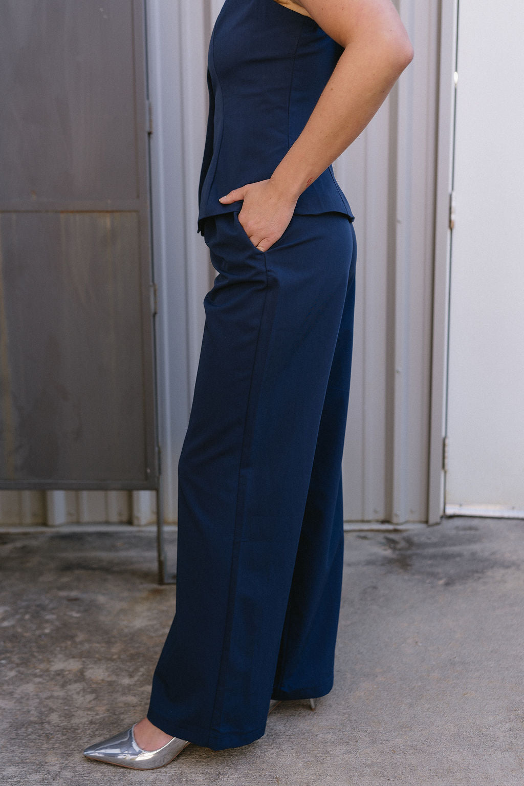 Madden Navy Wide Leg Pants- side view