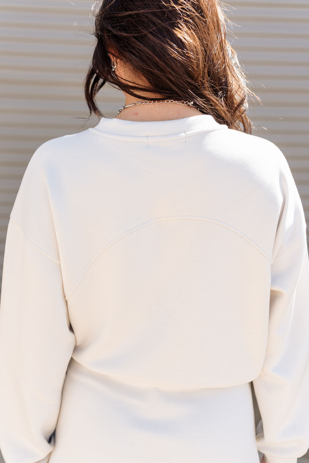 Jasmine Chalk Ultra Soft Sweatshirt- close up back view