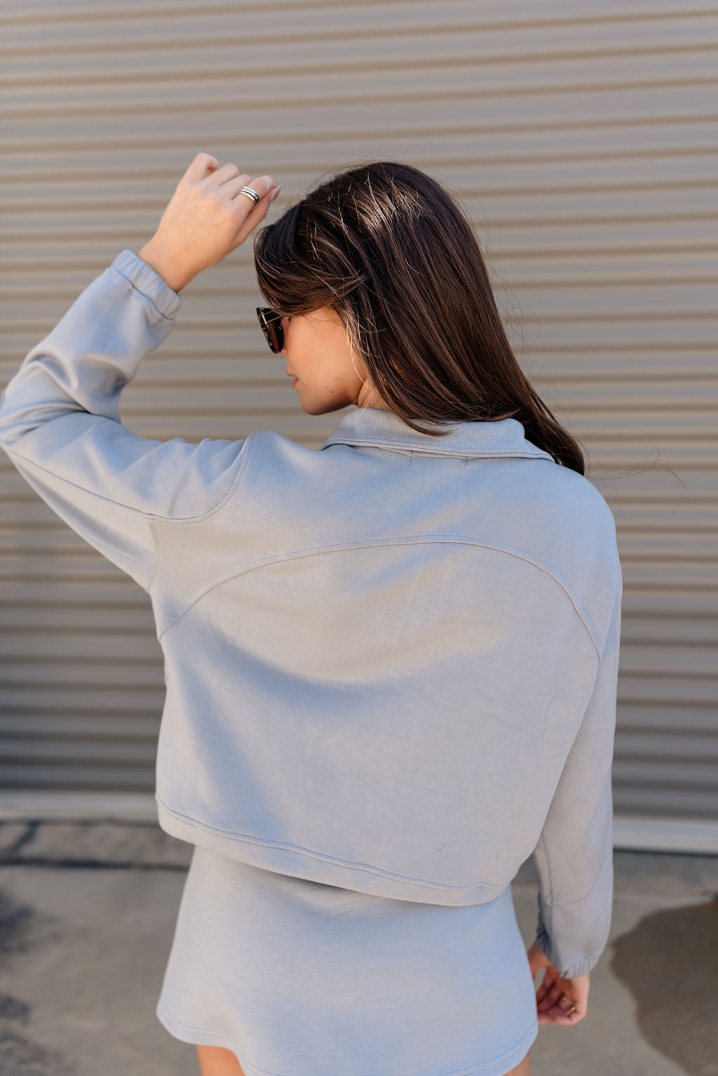 Liora Stone Blue Ultra Soft Sweatshirt- close up back view