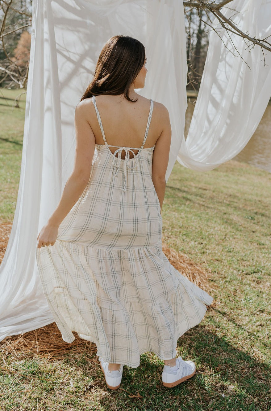 Milana Ivory & Blue Plaid Maxi Dress - Lizard Thicket Milana Ivory & Blue Plaid Maxi Dress - Lizard Thicket