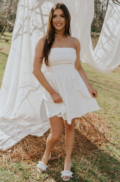 Abigail Strapless Flare Mini Dress