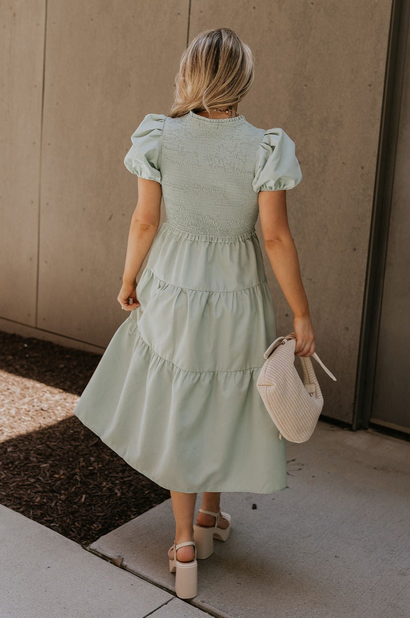Sloan White Hollow Long Sleeve Midi Dress