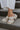 Side view of female model wearing the ONA Streetworks Slide Heel Sandal in in Honey White & Sea Salt which features Cream Leather Lightweight Upper, Two Thick Straps, Slide-On Style, Traction Rubber Sole and 3" Heel, 1 1/14" Platform