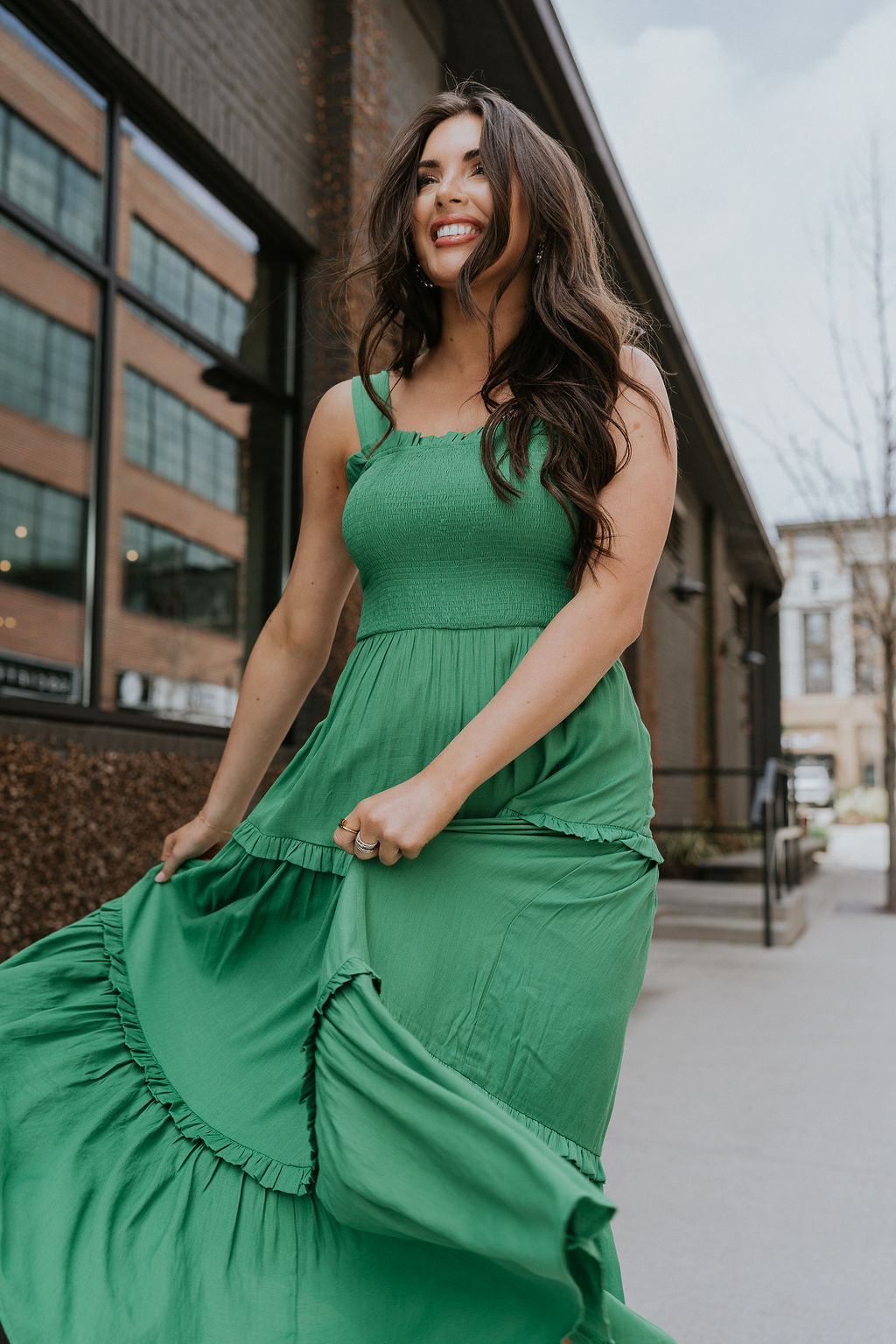 Selah Green Smocked Midi Dress - Lizard Thicket