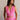 Front view of female model wearing the Valery Pink Cropped Tank which features Pink Cotton Fabric, Cropped Waist, Upper Pleated Details, V-Neckline, Sleeveless and Back Tie Closure with Light Wood Beads
