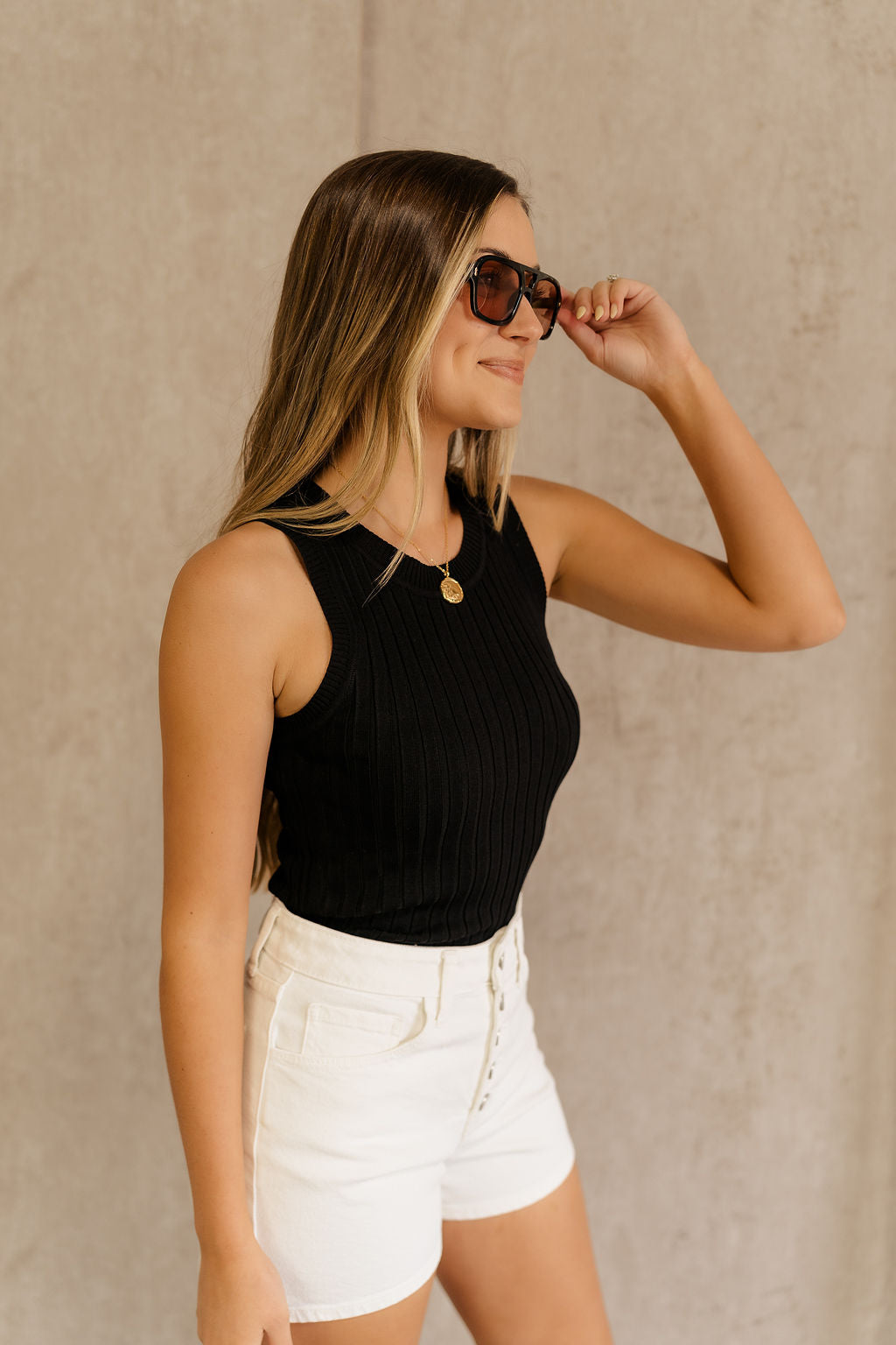 Rayna Black Ribbed Tank - Lizard Thicket