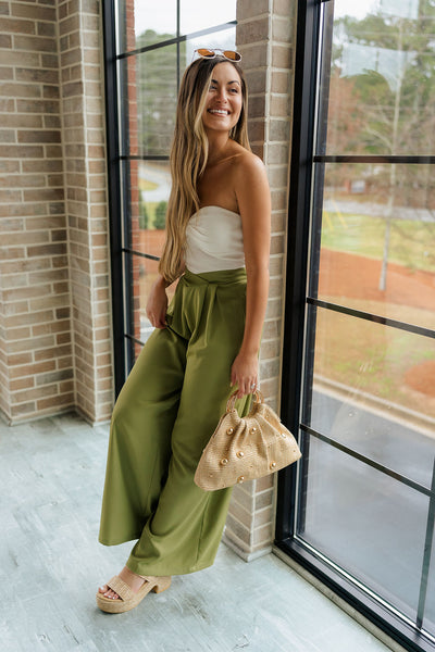 Rowan Olive Wide Leg Pants - Lizard Thicket