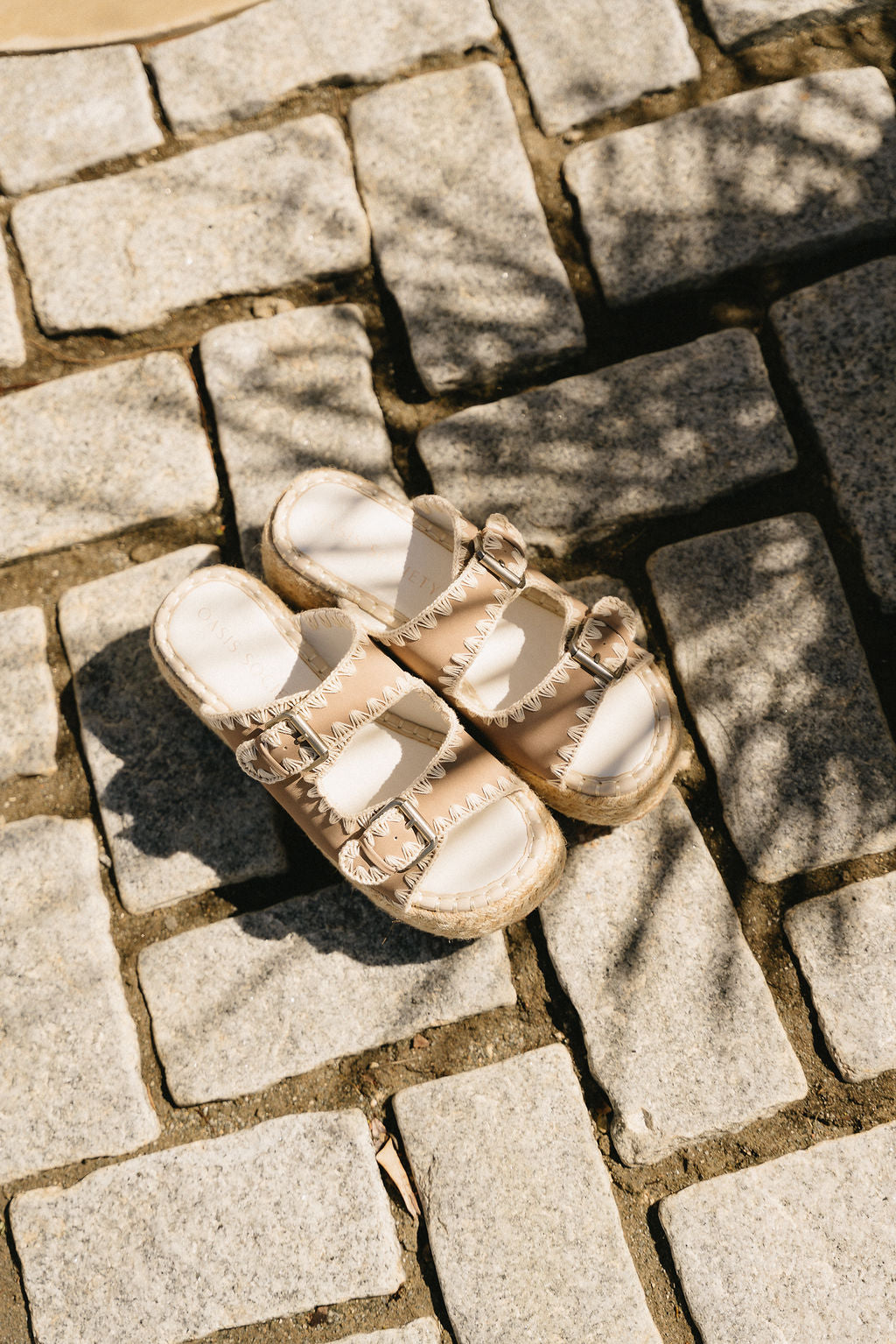 Eugenia Taupe Espadrille Platform Sandal- flat lay top view