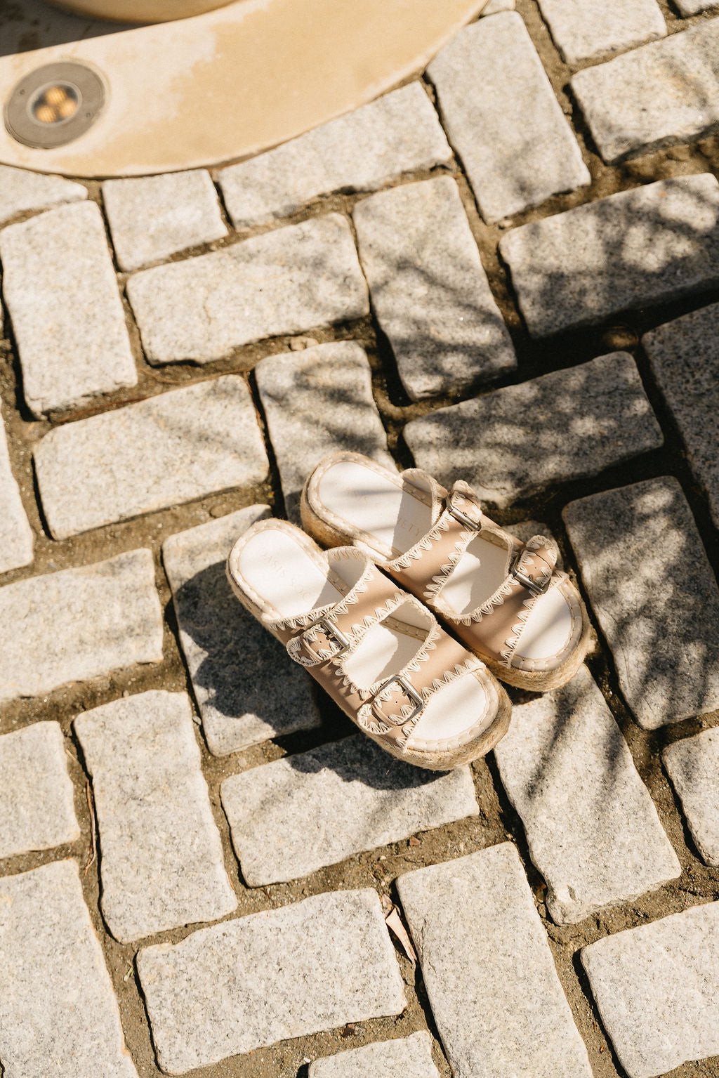 Eugenia Taupe Espadrille Platform Sandal- top flat lay view