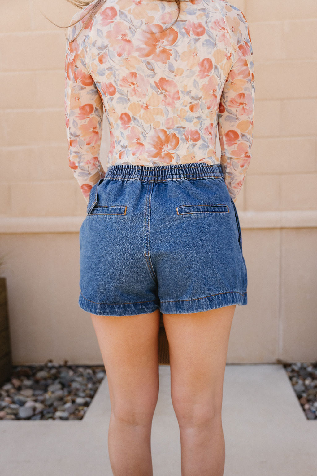 Leyla Belted Denim Mini Skort- back view