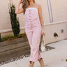 Taylor Blush Pink Denim Overalls - full body front view