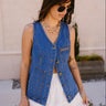 Lucy Button Front Denim Vest - front view