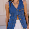 Lucy Button Front Denim Vest - front view