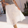 Everlee White Eyelet Midi Skirt- front right side view