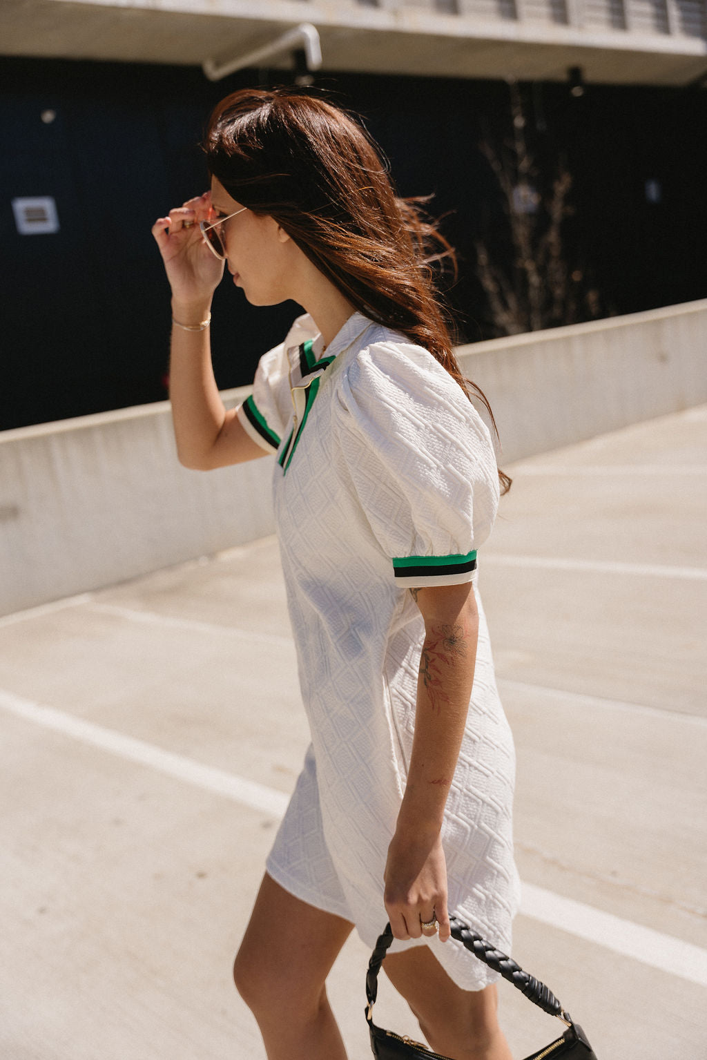 Delaney Cream Color Block Mini Dress- side view