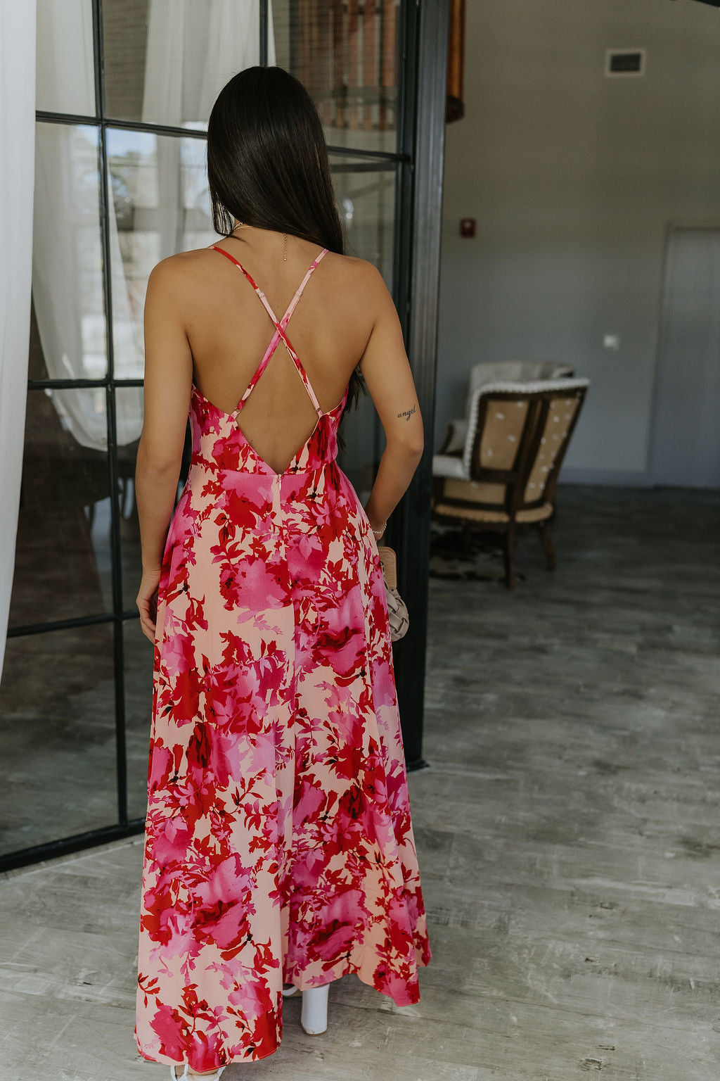 Roselyn Pink & Red Floral Maxi Dress - Lizard Thicket