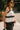 Maia Black & Natural Linen Flare Tank- close up side view