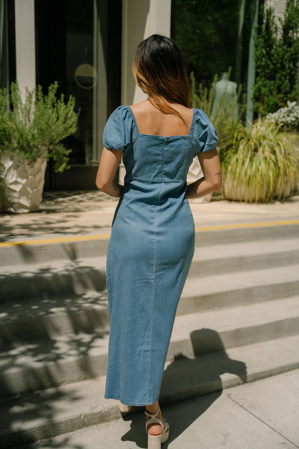 denim puff sleeve maxi dress ASOS Design - Puff Sleeve Maxi Dress - Women - Cotton - 0 US