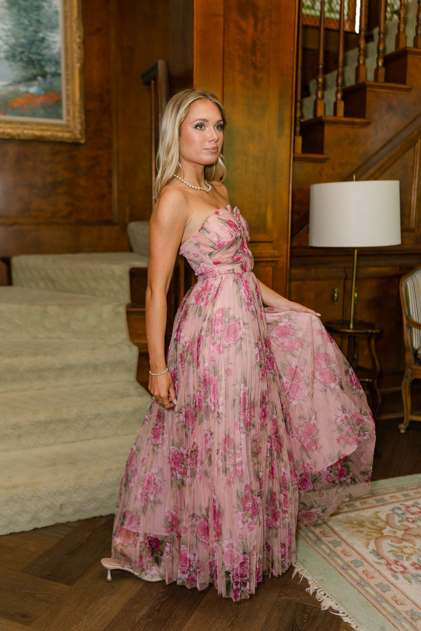 floral tulle maxi dress Marina Floral Tulle Maxi Dress