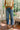 Risen: Crews Stitch Wide Leg Jeans - close up front view