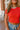 Laura Red & White Scallop Short Sleeve Top- close up front view