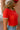 Laura Red & White Scallop Short Sleeve Top- close up side view