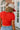 Laura Red & White Scallop Short Sleeve Top- close up back view