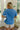 Sloane Blue Pleated Waist Short Sleeve Top- back view
