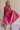 Full body view of female model wearing the Cecilia Pink Smocked Midi Dress which features Pink Lightweight Fabric, Pink Lining, Pockets On Each Side, Midi Length, Textured Upper, Square Neckline and Sleeveless