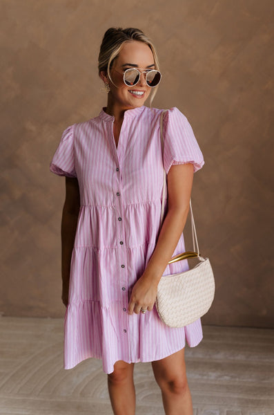 Cameron Pink & White Striped Dress