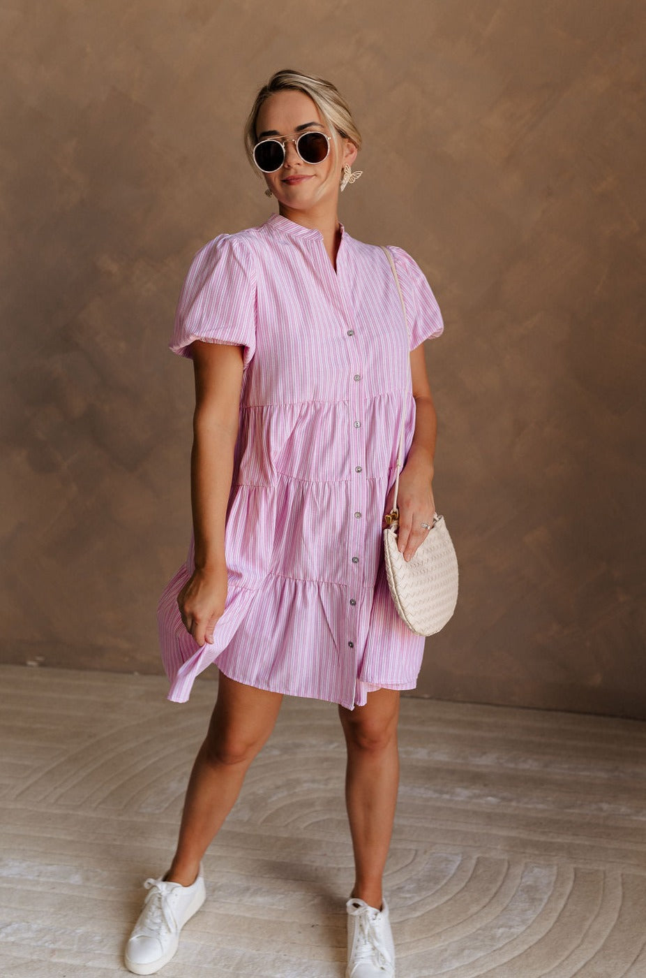 pink and white striped t shirt dress Derek Lam 10 Crosby Trish Striped Tie Waist Shirtdress