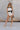 Caroline Oatmeal & Black Linen Skort - full body front view