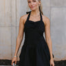 Jane Black Ruched Halter Neckline Mini Dress- front view