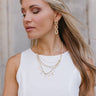 Lucia Pearl & Gold Crosses Beaded Layered Necklace - front view